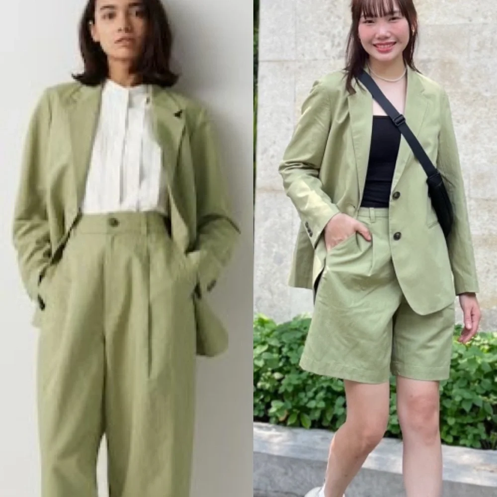 Uniqlo Comptoir Des Cotonniers Linen Blend Blazer Jacket Sage Green Small